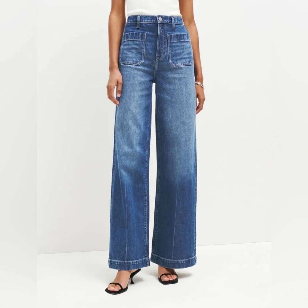 Reformation Janae Payette Ultra High Rise Patch Pocket Wide Leg Jeans Size 29